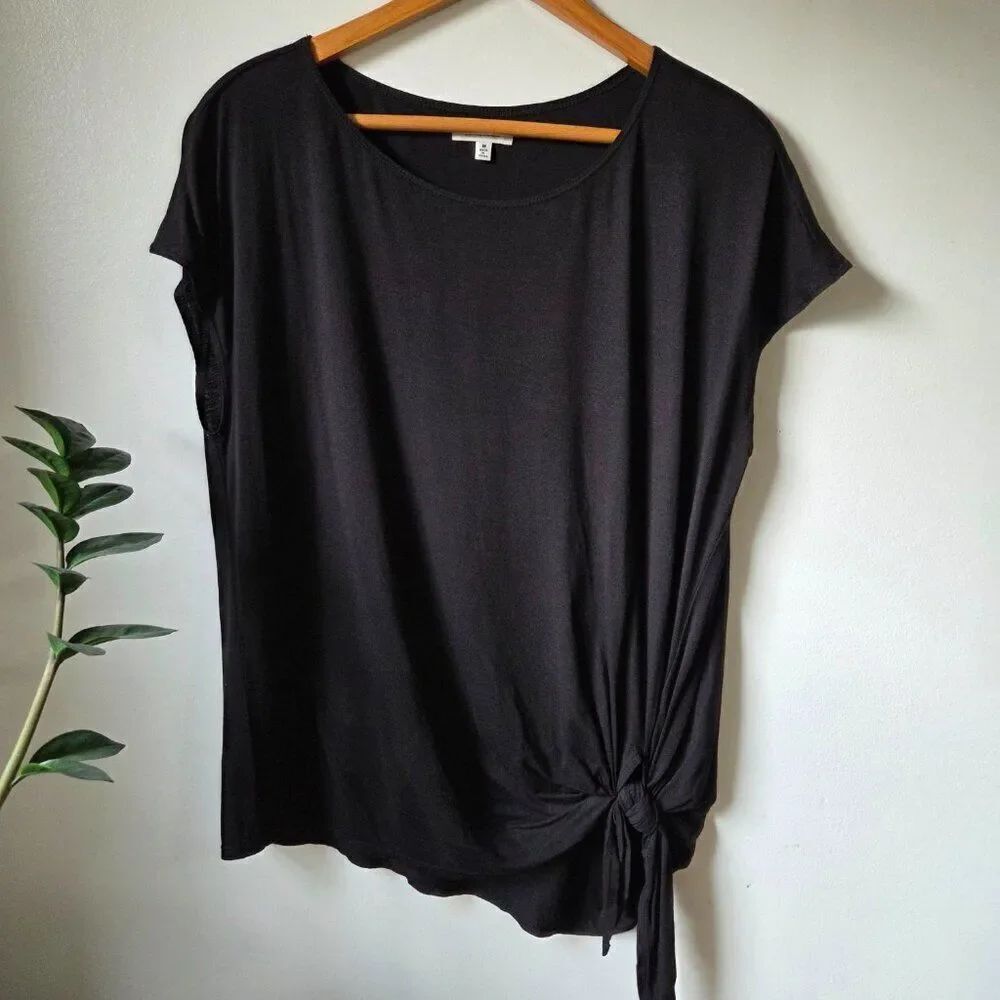 EUC MAX STUDIO BLACK CAP SLEEVES TIE SIDE MINIMALIST TOP SIZE M